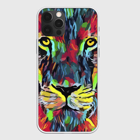 Чехол для iPhone 12 Pro Max с принтом Rainbow lion в Петрозаводске, Силикон |  | color | ears | eyes | jaw | lion | mane | muzzle | nose | paint | view | взгляд | глаза | грива | краска | лев | нос | пасть | цвет