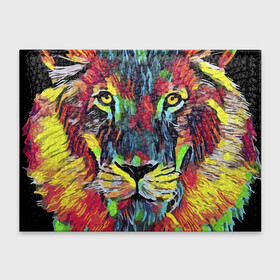 Обложка для студенческого билета с принтом Rainbow lion в Петрозаводске, натуральная кожа | Размер: 11*8 см; Печать на всей внешней стороне | Тематика изображения на принте: color | ears | eyes | jaw | lion | mane | muzzle | nose | paint | view | взгляд | глаза | грива | краска | лев | нос | пасть | цвет