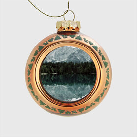 Стеклянный ёлочный шар с принтом отражение горы в озере в Петрозаводске, Стекло | Диаметр: 80 мм | Тематика изображения на принте: гора | горы | озеро | отражение горы | природа