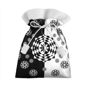 Подарочный 3D мешок с принтом Черное солнце в Петрозаводске, 100% полиэстер | Размер: 29*39 см | Тематика изображения на принте: геометрия | монохром | роза | ромбы | снежинки | треугольники | цветок | черно белое