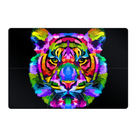 Магнитный плакат 3Х2 с принтом Neon tiger в Петрозаводске, Полимерный материал с магнитным слоем | 6 деталей размером 9*9 см | color | ears | eyes | muzzle | neon | tiger | vanguard | view | авангард | взгляд | глаза | неон | тигр | уши | цвет