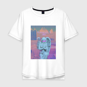 Мужская футболка хлопок Oversize с принтом Vaporwave art 87 в Петрозаводске, 100% хлопок | свободный крой, круглый ворот, “спинка” длиннее передней части | Тематика изображения на принте: aesthetic | electronica | music | киберпанк | лаунж | музыка | поп | скульптура