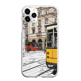 Чехол для iPhone 11 Pro Max матовый с принтом Белый и желтый поезд в Петрозаводске, Силикон |  | белый и желтый поезд | город | дорога | трамвай | транспорт | улица