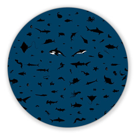Коврик для мышки круглый с принтом Fish в Петрозаводске, резина и полиэстер | круглая форма, изображение наносится на всю лицевую часть | dolphin | fish | killer whale | see life | shark | акула | дельфин | касатка | морские обитатели | рыба