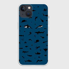 Чехол для iPhone 13 с принтом Fish в Петрозаводске,  |  | dolphin | fish | killer whale | see life | shark | акула | дельфин | касатка | морские обитатели | рыба