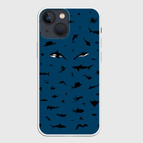 Чехол для iPhone 13 mini с принтом Fish в Петрозаводске,  |  | dolphin | fish | killer whale | see life | shark | акула | дельфин | касатка | морские обитатели | рыба