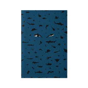Обложка для паспорта матовая кожа с принтом Fish в Петрозаводске, натуральная матовая кожа | размер 19,3 х 13,7 см; прозрачные пластиковые крепления | dolphin | fish | killer whale | see life | shark | акула | дельфин | касатка | морские обитатели | рыба