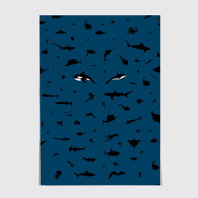 Постер с принтом Fish в Петрозаводске, 100% бумага
 | бумага, плотность 150 мг. Матовая, но за счет высокого коэффициента гладкости имеет небольшой блеск и дает на свету блики, но в отличии от глянцевой бумаги не покрыта лаком | dolphin | fish | killer whale | see life | shark | акула | дельфин | касатка | морские обитатели | рыба