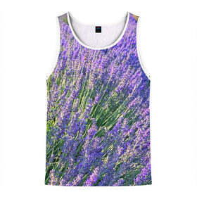 Мужская майка 3D с принтом Lavender field в Петрозаводске, 100% полиэстер | круглая горловина, приталенный силуэт, длина до линии бедра. Пройма и горловина окантованы тонкой бейкой | field | green | lavender | nature | summer | violet | бутон | клумба. | лаванда | лето | лиловый | поле | сиреневый | фиолетовый | цветение | цветок | цветы