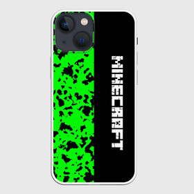 Чехол для iPhone 13 mini с принтом MINECRAFT LOGO в Петрозаводске,  |  | blox | creeper | dungeons | game | green | minecraft | neon | pixel | steve | алекс | детям | зелень | игра | кислотный | крипер | куб | логотипы игр | майнкрафт | мальчикам | мобы | пиксель | пиксельный | подземелья | приключения