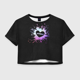 Женская футболка Crop-top 3D с принтом ATEEZ в Петрозаводске, 100% полиэстер | круглая горловина, длина футболки до линии талии, рукава с отворотами | ateez | cute | heat | k pop | korean | атиз | жест | кпоп | милый | сердце