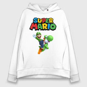 Женское худи Oversize хлопок с принтом Super Mario в Петрозаводске, френч-терри — 70% хлопок, 30% полиэстер. Мягкий теплый начес внутри —100% хлопок | боковые карманы, эластичные манжеты и нижняя кромка, капюшон на магнитной кнопке | Тематика изображения на принте: game | mario kart live home circuit | super mario | super mario 3d world | super mario 64 | super mario galaxy | super mario sunshine | гумба | игра super mario | игра марио | йоши | купалинги | лакиту | луиджи | марио | надпись | нинтендо | 