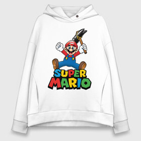 Женское худи Oversize хлопок с принтом Super Mario в Петрозаводске, френч-терри — 70% хлопок, 30% полиэстер. Мягкий теплый начес внутри —100% хлопок | боковые карманы, эластичные манжеты и нижняя кромка, капюшон на магнитной кнопке | game | mario kart live home circuit | super mario | super mario 3d world | super mario 64 | super mario galaxy | super mario sunshine | гумба | игра super mario | игра марио | йоши | купалинги | лакиту | луиджи | марио | надпись | нинтендо | 