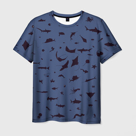 Мужская футболка 3D с принтом Manta в Петрозаводске, 100% полиэфир | прямой крой, круглый вырез горловины, длина до линии бедер | Тематика изображения на принте: dolphin | fish | killer whale | manta | see life | shark | акула | дельфин | касатка | морские обитатели | рыба