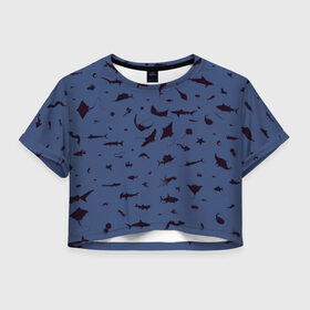 Женская футболка Crop-top 3D с принтом Manta в Петрозаводске, 100% полиэстер | круглая горловина, длина футболки до линии талии, рукава с отворотами | dolphin | fish | killer whale | manta | see life | shark | акула | дельфин | касатка | морские обитатели | рыба