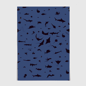 Постер с принтом Manta в Петрозаводске, 100% бумага
 | бумага, плотность 150 мг. Матовая, но за счет высокого коэффициента гладкости имеет небольшой блеск и дает на свету блики, но в отличии от глянцевой бумаги не покрыта лаком | dolphin | fish | killer whale | manta | see life | shark | акула | дельфин | касатка | морские обитатели | рыба