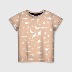 Детская футболка 3D с принтом Manta 2 в Петрозаводске, 100% гипоаллергенный полиэфир | прямой крой, круглый вырез горловины, длина до линии бедер, чуть спущенное плечо, ткань немного тянется | Тематика изображения на принте: dolphin | fish | killer whale | manta | see life | shark | акула | дельфин | касатка | морские жители | рыба