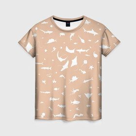 Женская футболка 3D с принтом Manta 2 в Петрозаводске, 100% полиэфир ( синтетическое хлопкоподобное полотно) | прямой крой, круглый вырез горловины, длина до линии бедер | dolphin | fish | killer whale | manta | see life | shark | акула | дельфин | касатка | морские жители | рыба