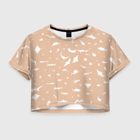 Женская футболка Crop-top 3D с принтом Manta 2 в Петрозаводске, 100% полиэстер | круглая горловина, длина футболки до линии талии, рукава с отворотами | dolphin | fish | killer whale | manta | see life | shark | акула | дельфин | касатка | морские жители | рыба