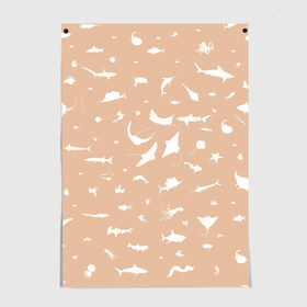 Постер с принтом Manta 2 в Петрозаводске, 100% бумага
 | бумага, плотность 150 мг. Матовая, но за счет высокого коэффициента гладкости имеет небольшой блеск и дает на свету блики, но в отличии от глянцевой бумаги не покрыта лаком | dolphin | fish | killer whale | manta | see life | shark | акула | дельфин | касатка | морские жители | рыба