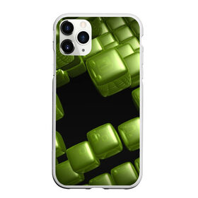 Чехол для iPhone 11 Pro Max матовый с принтом зеленый куб в Петрозаводске, Силикон |  | 3d | абстракция | зеленый | илюзия | квадрат | куб