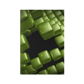 Обложка для паспорта матовая кожа с принтом зеленый куб в Петрозаводске, натуральная матовая кожа | размер 19,3 х 13,7 см; прозрачные пластиковые крепления | Тематика изображения на принте: 3d | абстракция | зеленый | илюзия | квадрат | куб