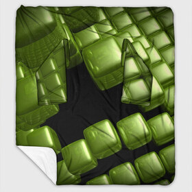 Плед с рукавами с принтом зеленый куб в Петрозаводске, 100% полиэстер | Закругленные углы, все края обработаны. Ткань не мнется и не растягивается. Размер 170*145 | 3d | абстракция | зеленый | илюзия | квадрат | куб