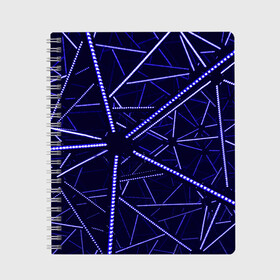 Тетрадь с принтом BlueGANG в Петрозаводске, 100% бумага | 48 листов, плотность листов — 60 г/м2, плотность картонной обложки — 250 г/м2. Листы скреплены сбоку удобной пружинной спиралью. Уголки страниц и обложки скругленные. Цвет линий — светло-серый
 | abstraction | blue | forms | glow | led | neon | абстракция | неон | светодиод | свечение | синий | формы