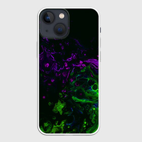 Чехол для iPhone 13 mini с принтом Acid в Петрозаводске,  |  | abstraction | circles | paint | stains | violet | watercolor | абстракция | акварель | кислотный | краски | круги | разводы | салатовый | фиолетовый