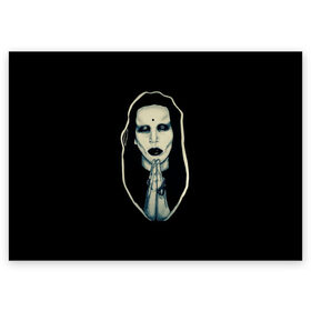 Поздравительная открытка с принтом Marilyn Manson в Петрозаводске, 100% бумага | плотность бумаги 280 г/м2, матовая, на обратной стороне линовка и место для марки
 | manson | marilyn | marilyn manson | мэнсон | мэрилин | мэрилин мэнсон