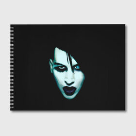 Альбом для рисования с принтом Marilyn Manson в Петрозаводске, 100% бумага
 | матовая бумага, плотность 200 мг. | Тематика изображения на принте: goth | gothic | manson | marilyn | metal | mm | music | rock | гот | готы | метал | мэнсон | мэрилин | рок