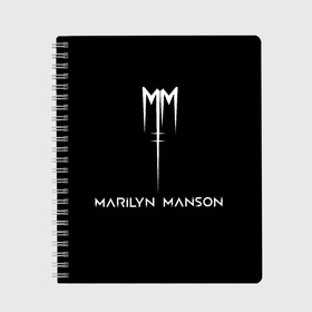 Тетрадь с принтом Marilyn Manson в Петрозаводске, 100% бумага | 48 листов, плотность листов — 60 г/м2, плотность картонной обложки — 250 г/м2. Листы скреплены сбоку удобной пружинной спиралью. Уголки страниц и обложки скругленные. Цвет линий — светло-серый
 | manson | marilyn | marilyn manson | мэнсон | мэрилин | мэрилин мэнсон