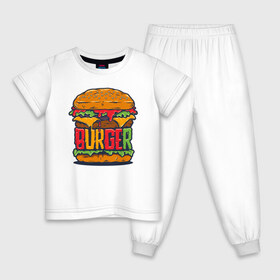 Детская пижама хлопок с принтом BURGER в Петрозаводске, 100% хлопок |  брюки и футболка прямого кроя, без карманов, на брюках мягкая резинка на поясе и по низу штанин
 | бургер | бутерброд | еда | любителям еды | перекус | фастфуд | юмор