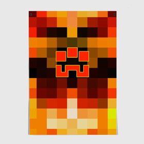 Постер с принтом Minecraft Dungeons в Петрозаводске, 100% бумага
 | бумага, плотность 150 мг. Матовая, но за счет высокого коэффициента гладкости имеет небольшой блеск и дает на свету блики, но в отличии от глянцевой бумаги не покрыта лаком | Тематика изображения на принте: blox | creeper | dungeons | geometry | logo games | orange | pixel | red | steve | алекс | геометрия | детям | крипер | куб | логотипы игр | майнкрафт | мальчикам | мобы | огненный | огонь | пигги | пиксель | пиксельный | подземелья