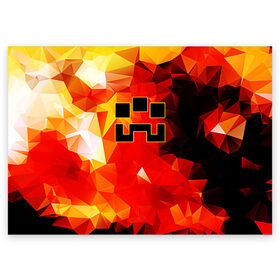 Поздравительная открытка с принтом Minecraft Dungeons в Петрозаводске, 100% бумага | плотность бумаги 280 г/м2, матовая, на обратной стороне линовка и место для марки
 | Тематика изображения на принте: blox | creeper | dungeons | geometry | logo games | orange | pixel | red | steve | алекс | геометрия | детям | крипер | куб | логотипы игр | майнкрафт | мальчикам | мобы | огненный | огонь | пигги | пиксель | пиксельный | подземелья