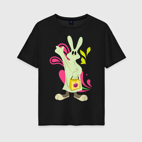 Женская футболка хлопок Oversize с принтом Багз Хэллоуин в Петрозаводске, 100% хлопок | свободный крой, круглый ворот, спущенный рукав, длина до линии бедер
 | bugs bunny | looney tunes | vdzabma | багз банни | луни тюнз