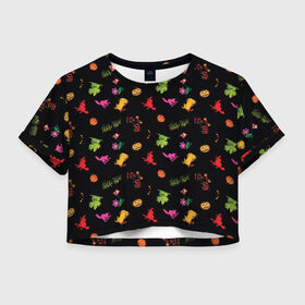 Женская футболка Crop-top 3D с принтом Looney tunes Паттерн в Петрозаводске, 100% полиэстер | круглая горловина, длина футболки до линии талии, рукава с отворотами | looney tunes | tweety | vdzabma | луни тюнз | твити