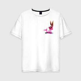 Женская футболка хлопок Oversize с принтом Багз Хэллоуин в Петрозаводске, 100% хлопок | свободный крой, круглый ворот, спущенный рукав, длина до линии бедер
 | bugs bunny | looney tunes | vdzabma | багз банни | луни тюнз