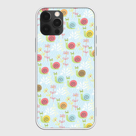 Чехол для iPhone 12 Pro Max с принтом Улитки в Петрозаводске, Силикон |  | арт | рисунок | синий | улитка | улитки | цветная улитка | цветные улитки | цветок | цветы