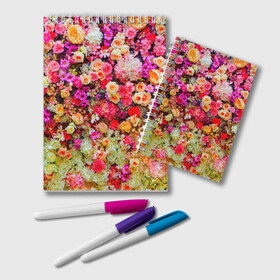 Блокнот с принтом Цветы в Петрозаводске, 100% бумага | 48 листов, плотность листов — 60 г/м2, плотность картонной обложки — 250 г/м2. Листы скреплены удобной пружинной спиралью. Цвет линий — светло-серый
 | Тематика изображения на принте: весна | красивые цветы | красота | милые цветы | орхидея | пион | роза | розы | ромашка | сад | сирень | фиалка | цветок | цветочки | цветы