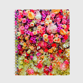 Тетрадь с принтом Цветы в Петрозаводске, 100% бумага | 48 листов, плотность листов — 60 г/м2, плотность картонной обложки — 250 г/м2. Листы скреплены сбоку удобной пружинной спиралью. Уголки страниц и обложки скругленные. Цвет линий — светло-серый
 | Тематика изображения на принте: весна | красивые цветы | красота | милые цветы | орхидея | пион | роза | розы | ромашка | сад | сирень | фиалка | цветок | цветочки | цветы