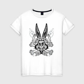 Женская футболка хлопок с принтом Bugs Bunny в Петрозаводске, 100% хлопок | прямой крой, круглый вырез горловины, длина до линии бедер, слегка спущенное плечо | bugs bunny | looney tunes | vdzabma | багз банни | луни тюнз