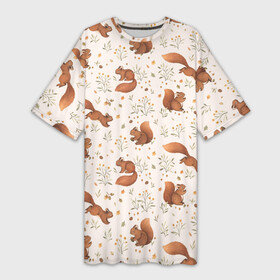 Платье-футболка 3D с принтом Белочки в Петрозаводске,  |  | Тематика изображения на принте: белки | детские принты | животные | зайчики | картинки детские | кролики | лесные животные | милые животные | милые звери
