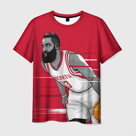 Мужская футболка 3D с принтом James Harden Houston Rockets в Петрозаводске, 100% полиэфир | прямой крой, круглый вырез горловины, длина до линии бедер | Тематика изображения на принте: 