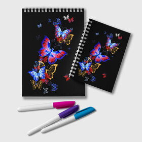 Блокнот с принтом Поцелуй бабочек в Петрозаводске, 100% бумага | 48 листов, плотность листов — 60 г/м2, плотность картонной обложки — 250 г/м2. Листы скреплены удобной пружинной спиралью. Цвет линий — светло-серый
 | Тематика изображения на принте: angel | butterfly | fairy | neon | night | wings | ангел | бабочка | бабочки | девушке | животные | красочные | крылья | летающие | магия | махаон | мотыльки | насекомые | неоновые | ночные | ночь | подарок | природа