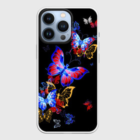 Чехол для iPhone 13 Pro с принтом Поцелуй бабочек в Петрозаводске,  |  | angel | butterfly | fairy | neon | night | wings | ангел | бабочка | бабочки | девушке | животные | красочные | крылья | летающие | магия | махаон | мотыльки | насекомые | неоновые | ночные | ночь | подарок | природа