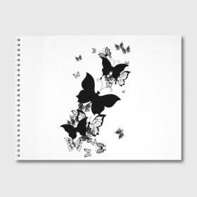 Альбом для рисования с принтом Черные бабочки на белом в Петрозаводске, 100% бумага
 | матовая бумага, плотность 200 мг. | angel | black and white | butterfly | fairy | fashion girl | wings | ангел | бабочка | девушке | животные | крылья | летающие | магия | махаон | мотылек | мотыльки | насекомые | нежные | подарок | природа | сказочные | татуировки