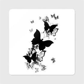 Магнит виниловый Квадрат с принтом Черные бабочки на белом в Петрозаводске, полимерный материал с магнитным слоем | размер 9*9 см, закругленные углы | Тематика изображения на принте: angel | black and white | butterfly | fairy | fashion girl | wings | ангел | бабочка | девушке | животные | крылья | летающие | магия | махаон | мотылек | мотыльки | насекомые | нежные | подарок | природа | сказочные | татуировки