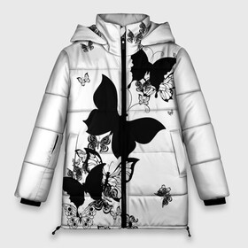 Женская зимняя куртка 3D с принтом Черные бабочки на белом в Петрозаводске, верх — 100% полиэстер; подкладка — 100% полиэстер; утеплитель — 100% полиэстер | длина ниже бедра, силуэт Оверсайз. Есть воротник-стойка, отстегивающийся капюшон и ветрозащитная планка. 

Боковые карманы с листочкой на кнопках и внутренний карман на молнии | Тематика изображения на принте: angel | black and white | butterfly | fairy | fashion girl | wings | ангел | бабочка | девушке | животные | крылья | летающие | магия | махаон | мотылек | мотыльки | насекомые | нежные | подарок | природа | сказочные | татуировки