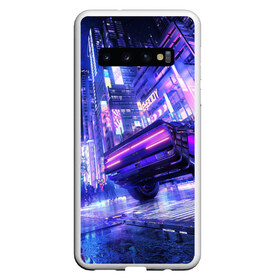 Чехол для Samsung Galaxy S10 с принтом Cyberpunk city в Петрозаводске, Силикон | Область печати: задняя сторона чехла, без боковых панелей | Тематика изображения на принте: art | city | cyber | cyberpunk | japan | lights | lines | neon | punk | арт | город | кибер | киберпанк | япония